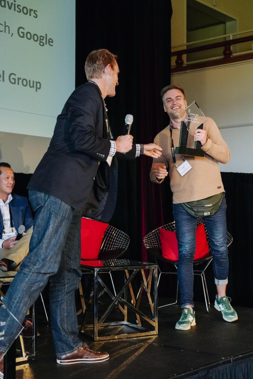Receiving award