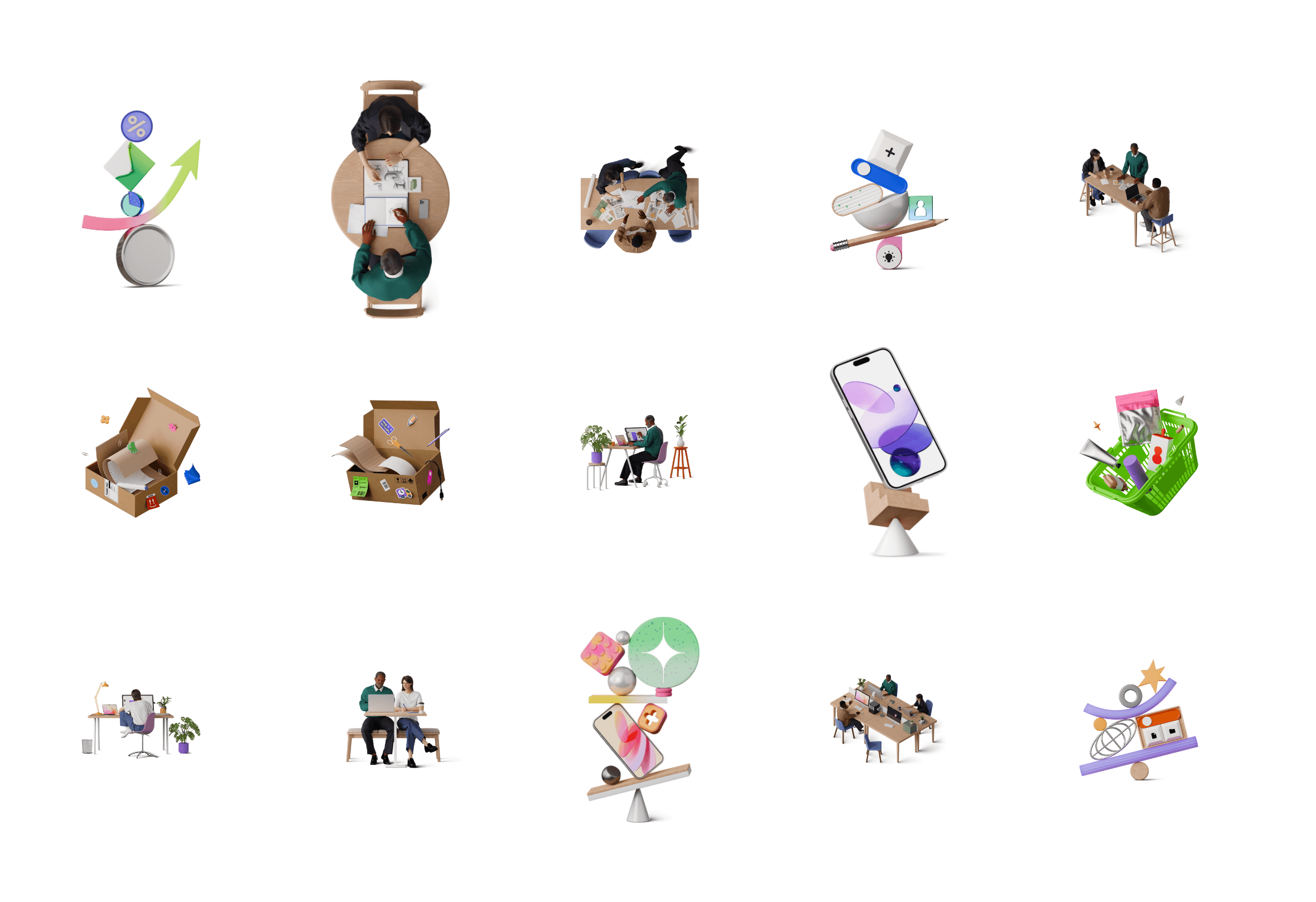 Corporate imagery showing people in professional settings